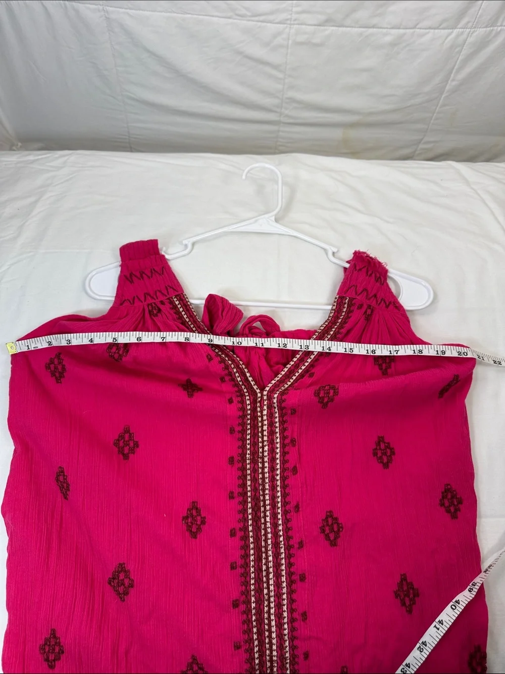 Free People‎ Hot Pink Embroidered V-Neck Maxi Dress Size XS
